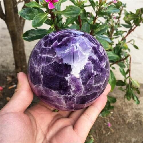 100%Natural Dream Amethyst Ball Polished Globe Massaging Ball Reiki Healing Stone Home Decoration Exquisite Gifts Souvenirs Gift