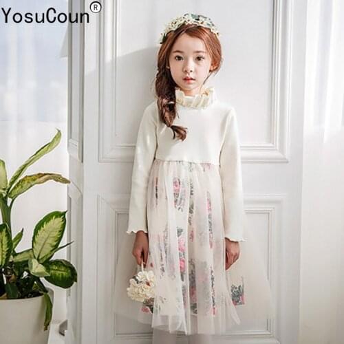 2020 New Girl Dress Princess Lace Dresses Childrens Costume Print Floral Clothe Kids Long Clothing For Girls Clothes2017