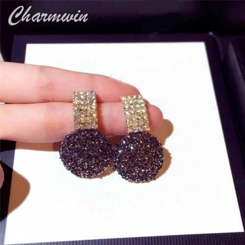 New Fashion Korean Stud Earrings For Women Exaggerated Fashion Rhinestone Earrings Female