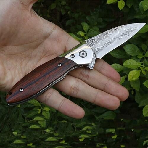 New style a sharp Damascus steel folding knife The rosewood handle Exquisite gift Outdoor survival tools