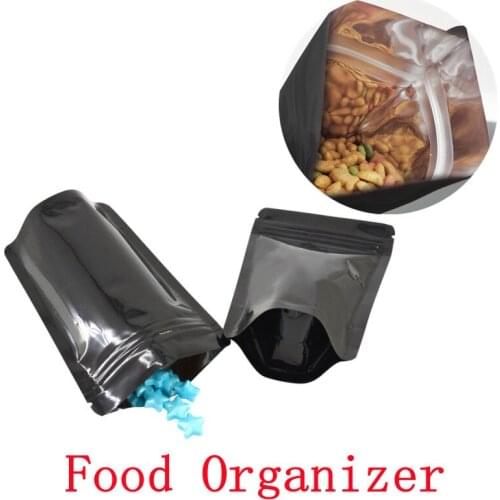 Food Organizer Kitchen Bag Vertical Matte Black Aluminum Foil Self Sealing Bag Coffee Powder Nut Sunscreen Bag Organizer Bag