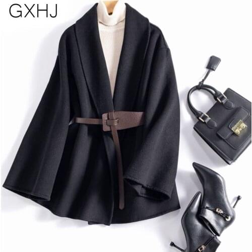 Autumn Woolen Coat Women Fashion Classic Cashmere coat with belt Women Wool Coat Elegant Long Coat пальто женское осень