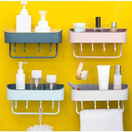Punch-free Plastic Bathroom Shelf Shower Gel Shampoo Holder Storage Rack Organizer Home Decoration Bathroom Accessories