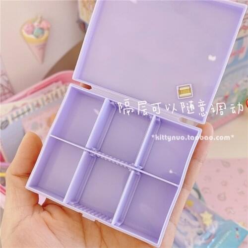 Japan Cartoon Plastic Storage jewelry organizer Box for packaging DIY Accessories Receive Jewellery 6Grid Card Accessory