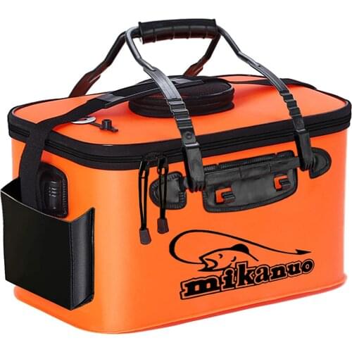 Zipper Fishing Bucket Live Fish Container Multi-Functional Fish Live Lures Bucket Outdoor EVA Fishing Bag Foldable Fishing Bag