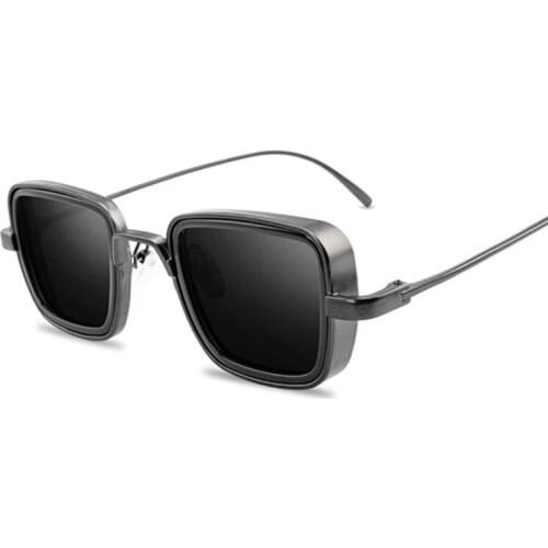 Vintage Square Sunglasses Men Women Driver Shades Male Sun Glasses Fashion Metal Steampunk Style Oculos De Sol Masculino