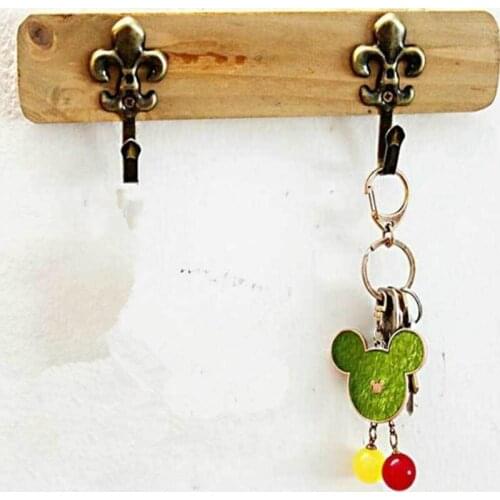 Modern 24cm Wood Decorative Shelve Coat Hat Flowre Metal Hook Wall Shelf Hanging Home Door Decor Brown AP219