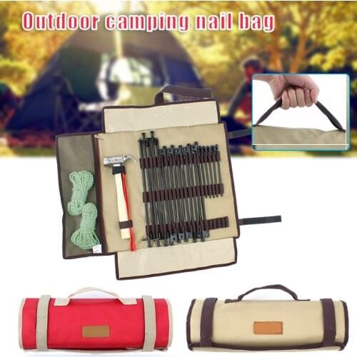 Heavy Duty Tent Nail and Hammer Storage Bag Oxford Stakes Pegs Pouch Holder Case Portable Organized Bag