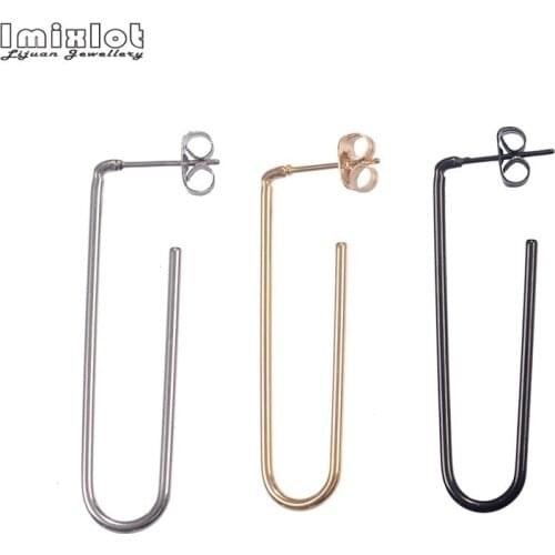 U Shape Ear Cuffs Black Silver Color Stainless Steel Ear Cuff Clip Earrings for Women Earcuff Earring Fake Cartilage Piercing