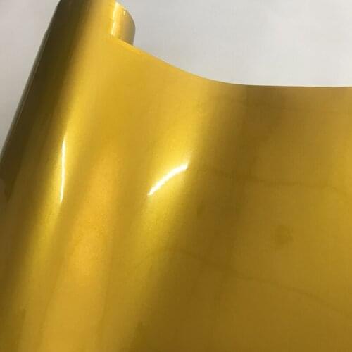 Premium Golden Gloss Metallic Glitter Vinyl Car Wrap Sticker Glossy Candy Vinyl Film Car Foil With Bubble Air Free