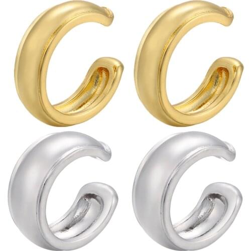 ZHUKOU 2021 NEW gold/silver color ear cuffs for women Brass C shape thick ear clips Bohemian No Pierced Small Earring VE339