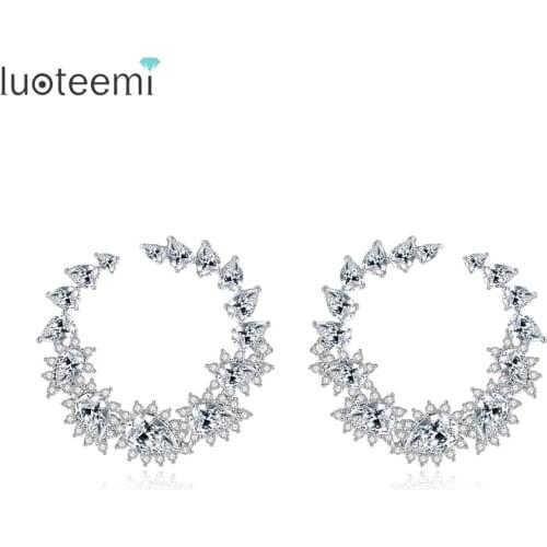 LUOTEEMI Exquisite Stud Earrings for Women Wedding Dating Jewelry Water Drop CZ Stone Boucle D'oreille Femme 2019 Christmas Gift