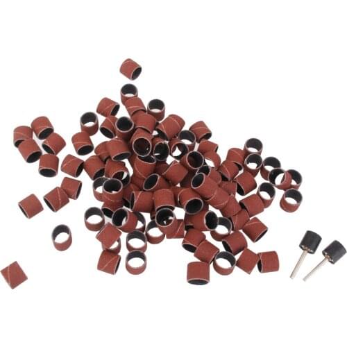 100pcs 1/2" Drum Sanding Wheels Bands Tools Rotary Drill 2 Mandrels