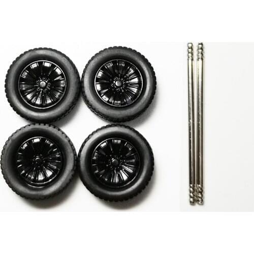 4PCS 12.3mm/5.2mm Wheel+ Tire Modify Parts for 1/64 Alloy Model Car