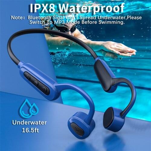 2021 Bone Conduction Headphones Open-Ear IPX8 Waterproof 16GB MP3 Player Wireless Bluetooth Earphones & Noise Cancelling & Mic