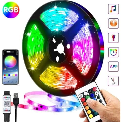 2835 5050 LED Light Strips Bluetooth APP Control RGB 5V USB Infrared Flexible Decoration BackLight Lamp Luminous String For TV