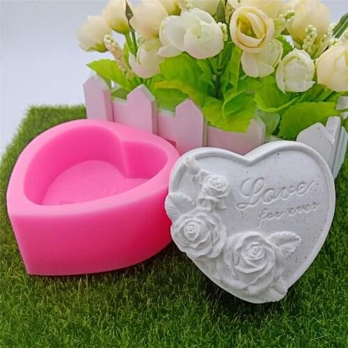 3D Heart Soap Molds Silicone Soap Mold Decorating Rose Chocolate Mold Sugar Craft Mold