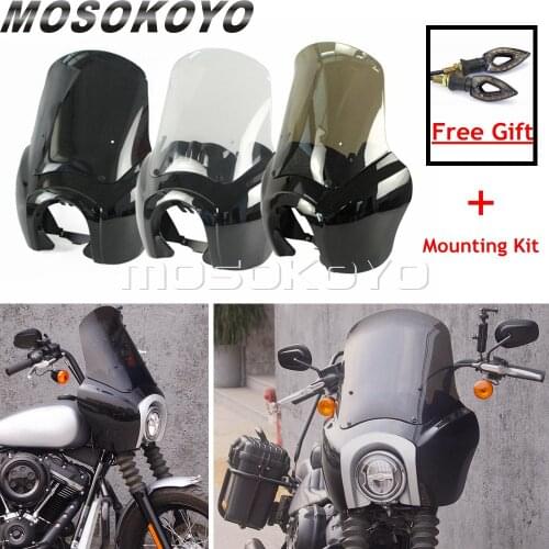 5.75'' Headlight Fairing For Harley Softail Standard FXST Street Bob FXBB Front Light Fairings W/ 15" Windshield Head Lamp Cowl