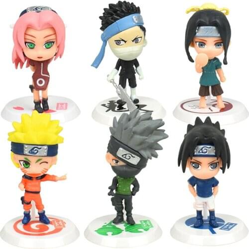 6pcs/set Anime Naruto Sasuke Kakashi Sakura Gaara Itachi Obito Madara Hidan Orochimaru Tobi Pein Model Toy Figure Children Gift