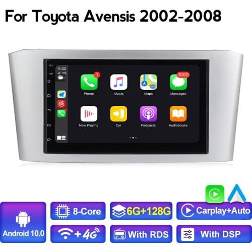 7 inch Car Multimedia Radio Player Android 10 4G LTE WIFI BT DSP RDS For Toyota Avensis 2002-2008 Built-in Carplay Android Auto