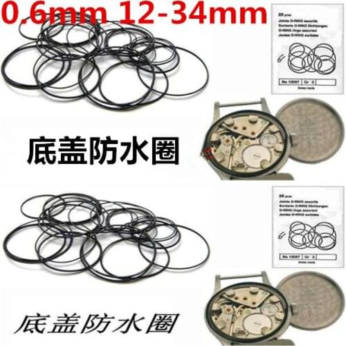 Watch waterproof ring accessories rear cover waterproof ring bottom cover seal ring roughly 0.6/ size 12-34 one bag 20pieces