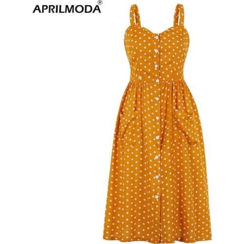 APRIL MODA Summer Dresses With Buttons