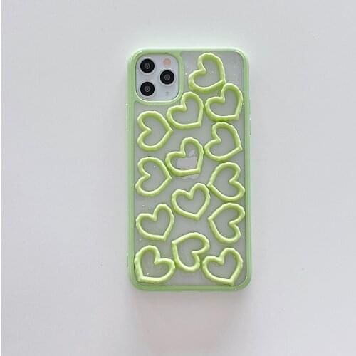 Lovely Hollow Heart Pattern Case for iPhone 12 Pro Max Back Phone Cover for 12 11 Pro Max X XS XR 8 7 Plus SE 2020
