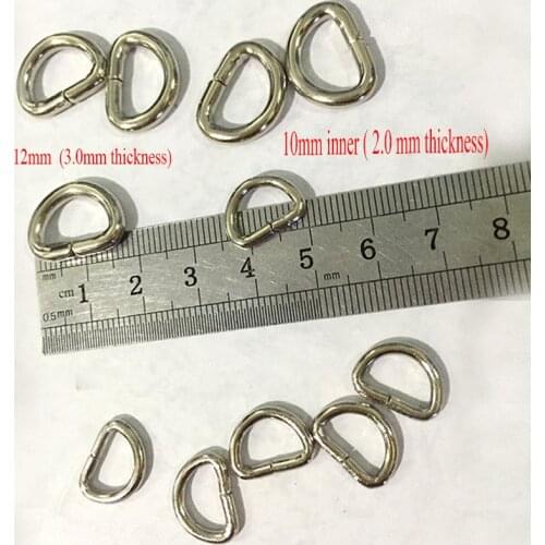 D Ring set of 100 Nickel Plated 3/8"(10 mm ) and 1/2"(12 mm) D-Rings
