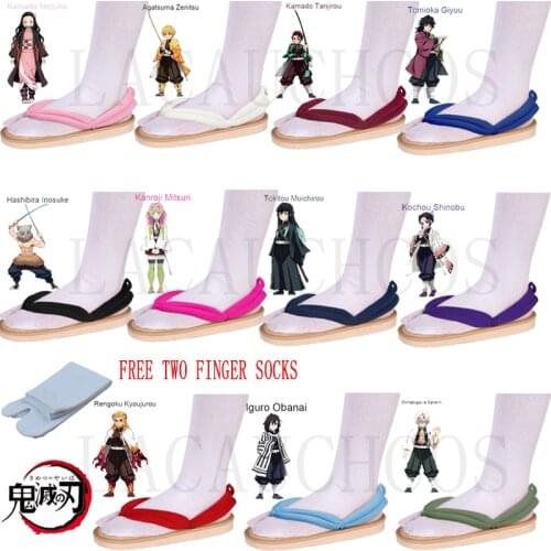 Demon slayer wooden clogs shoes cosplay zenitsu tomioka nezuko kamado Tanjirou anime Kimetsu no Yaiba japanese style Sandals