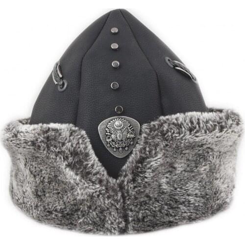 Depotalha Kürk Detaylı Üzeri Örgü ve Metal İşlemeli Osmanlı Armalı Yeni Şapka Börk Erkek Soğuktan Koruyucu Başlık