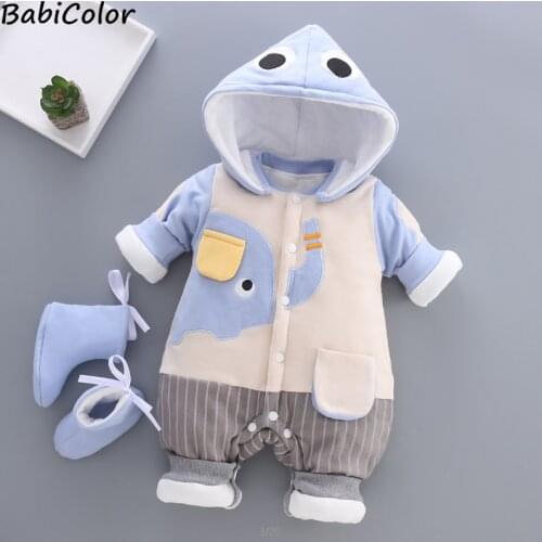 Baby boy girls warm rompers winter newborn thick jumpsuit for bebe boys toddler cotton clothing infant overall clothes 2020 new
