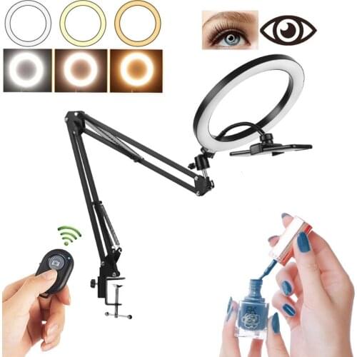 Nail Selfie Soft Ring Light Circle Fill Lighting Round Lamp Tripod Phone Stand Holder Makeup Photography RingLight With Long Arm