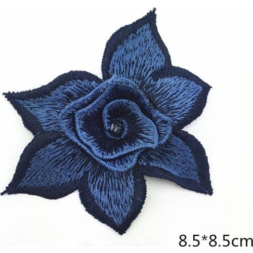 DoreenBeads 3D Embroidery Lace Collar Rose Flower Applique Blue DIY Underwear Cheongsam Dress Bag Hat Sweater 8.5*8.5cm 1PC