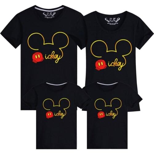 Disney Family Matching Tshirt Mommy And Me Tshirts Mickey Mouse Cartoon Short Sleeve Kids Girls Boys Clothing Tee Tops Dropship