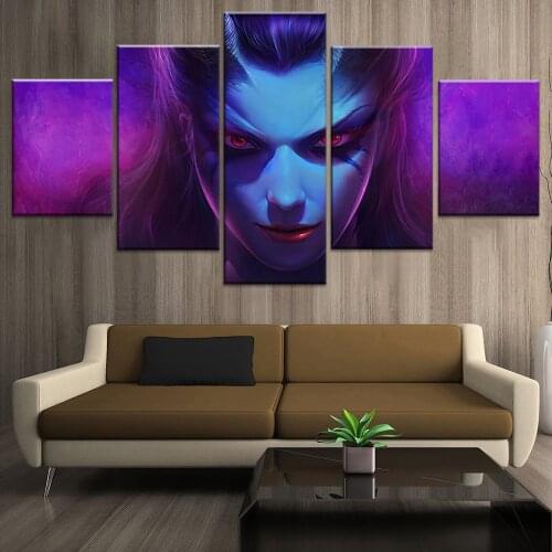 5 Piece DOTA 2 Akasha Game Poster Artwork Painting Wall Picture for Living Room Decor The Queen of Pain Wall Nice Birthday Gifts