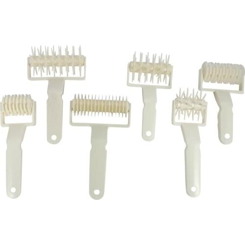 2 Style Baking Tools DIY Plastic Pizza Cookies Dough Roller Pastry Pie Needle Wheels Cutter Bread Hole Punch-6 Pcs