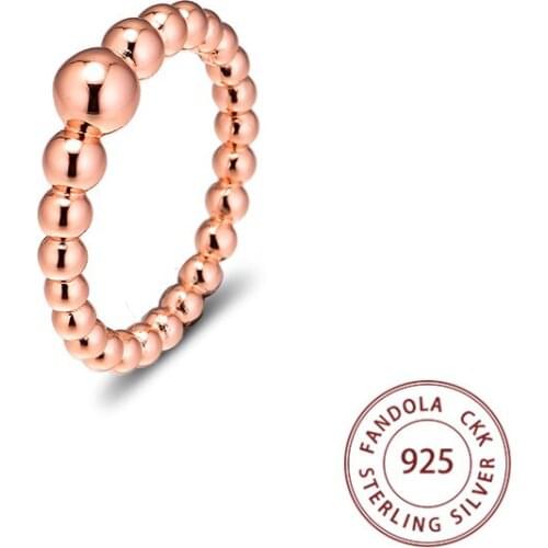 100% 925 Sterling Silver Ring Female Rose String of Beads Wedding Rings for Women Silver 925 Original Fashion Jewelry anillos