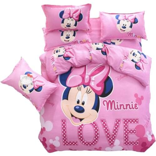 Sweet Pink Minnie Mouse Quilt Duvet Covers Twin Size Bedding Set for Girls Room Childrens Bed Linens Queen Bedspreads Double 3D