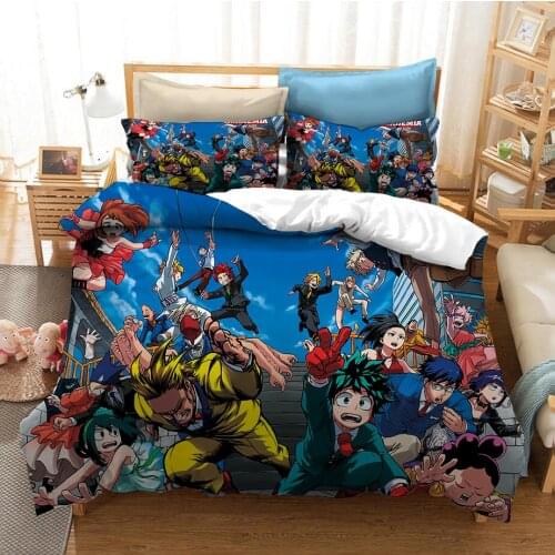 Hot Anime 3D Printed My Hero Academia Bedding Set Duvet Covers Pillowcases Comforter Bedding Set Bed Linen Cotton Bedding Set