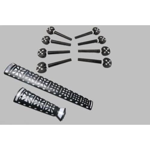 Nice ebony mosaic violin fingerboard+tailpiece and 8pcs peg
