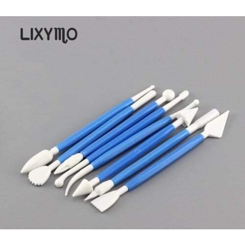 LIXYMO 1 Set Fondant Cake Decorating Pens Set Flower Modelling Craft Clays Sugar Craft Tool Cutter 8pcs/set (16tips)