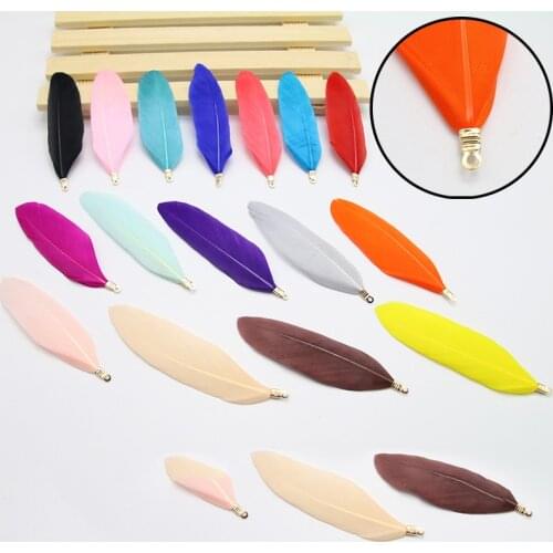 7-9cm Metal Clip Goose Feather Pocket Knife Plume Swan Hair Plumas Diy Jewelry Pendant Bag Clothing Accessories Decoration 20pcs