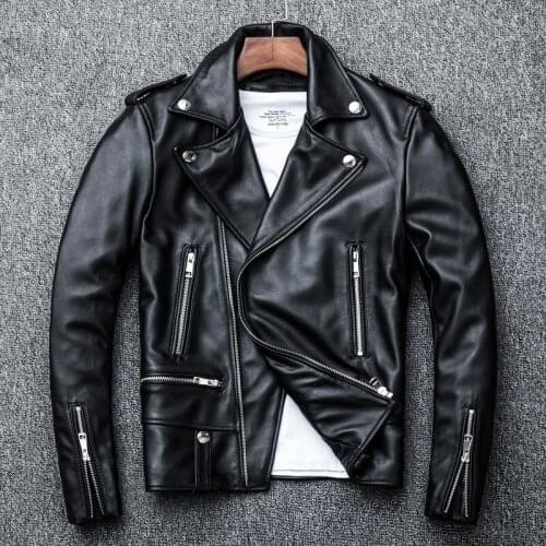 2020 Mens Genuine Leather Autumn Winter Brand Vintage Large Size Coats Simple Style Motorcycle Biker Jacket for Male
