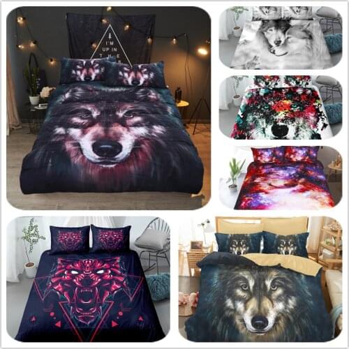 Painting wolf digital art duvet/doona cover set single twin double queen king cal king size bed linen set