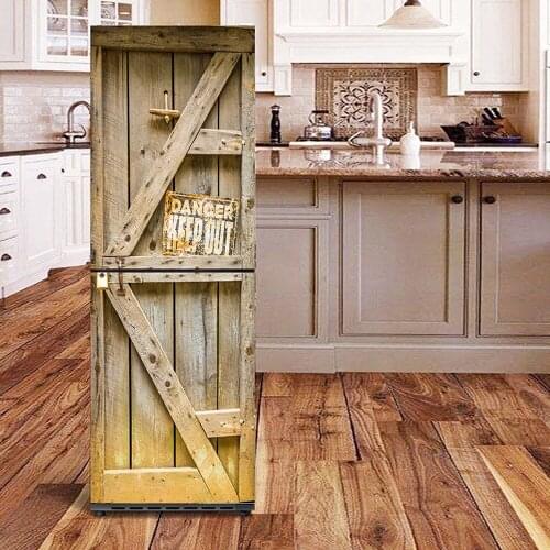 Landscape Wood Grain Wall Sticker Home Decor Kitchen Refrigerator Wallpaper DIY Adhesive Waterproof Vinyl Mural Decals Posters