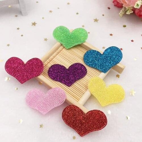 100pcs mix Non-woven Glitter Paillette heart Appliques Wedding Making DIY Craft Supplies SA94A*2