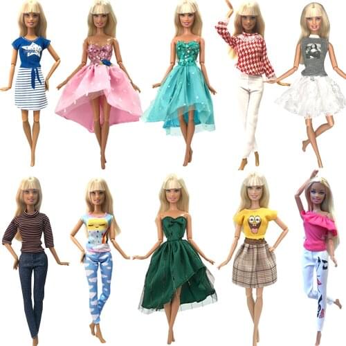 NK 2020 1x Doll Dress Party Clothes Top vest Fashion Skirt Outfit For Barbie Doll Toys Baby Doll Accessories 007 JJ