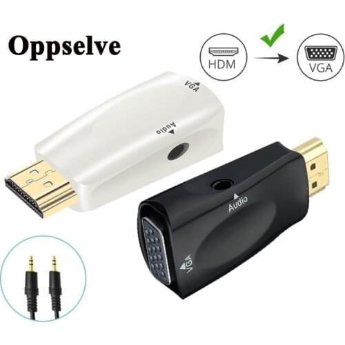 HDMI-compatible to VGA Cable Converter Male To Famale Adapter 3.5 mm Jack Audio HD 1080P For PC Laptop Tablet Display Projector
