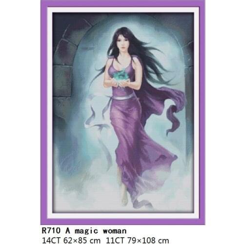 Joy Sunday A Magic Woman Cross-Stitch Kits Embroidery Needlework Patterns 11CT 14CT Printed Stamped Fabric Thread Home Decor Set