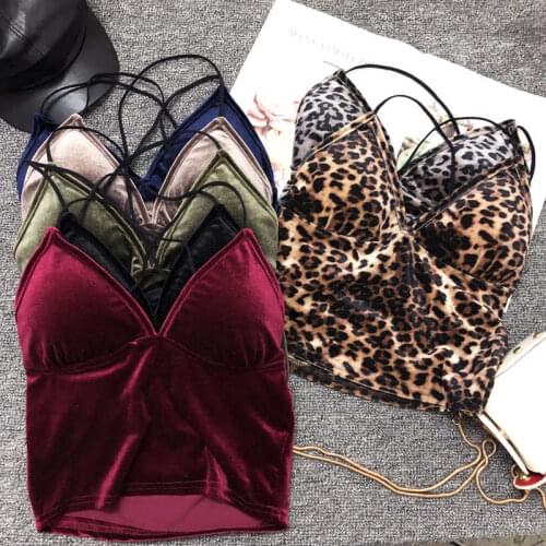 Summer Bustier Leopard Tank Top Women Sleeveless Bandage Sexy Camis Crop Top Women Stretch Short Velvet Tank Tops Bra Vest C5307